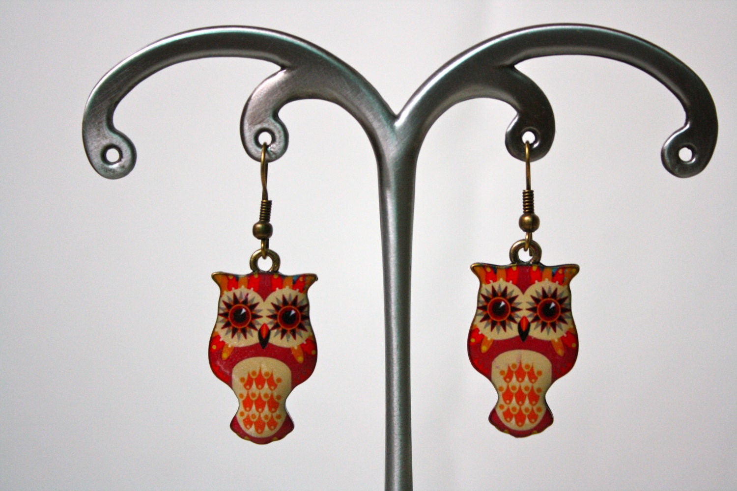 Autumn Owl Resin and Brass Earrings - YogiYoAccessories