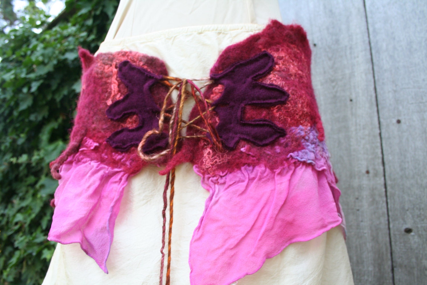 Felted Pixie or Unicorn Bustle Skirt Under Bust- Vermillion, Pink, Burgundy - unbridledbunnies