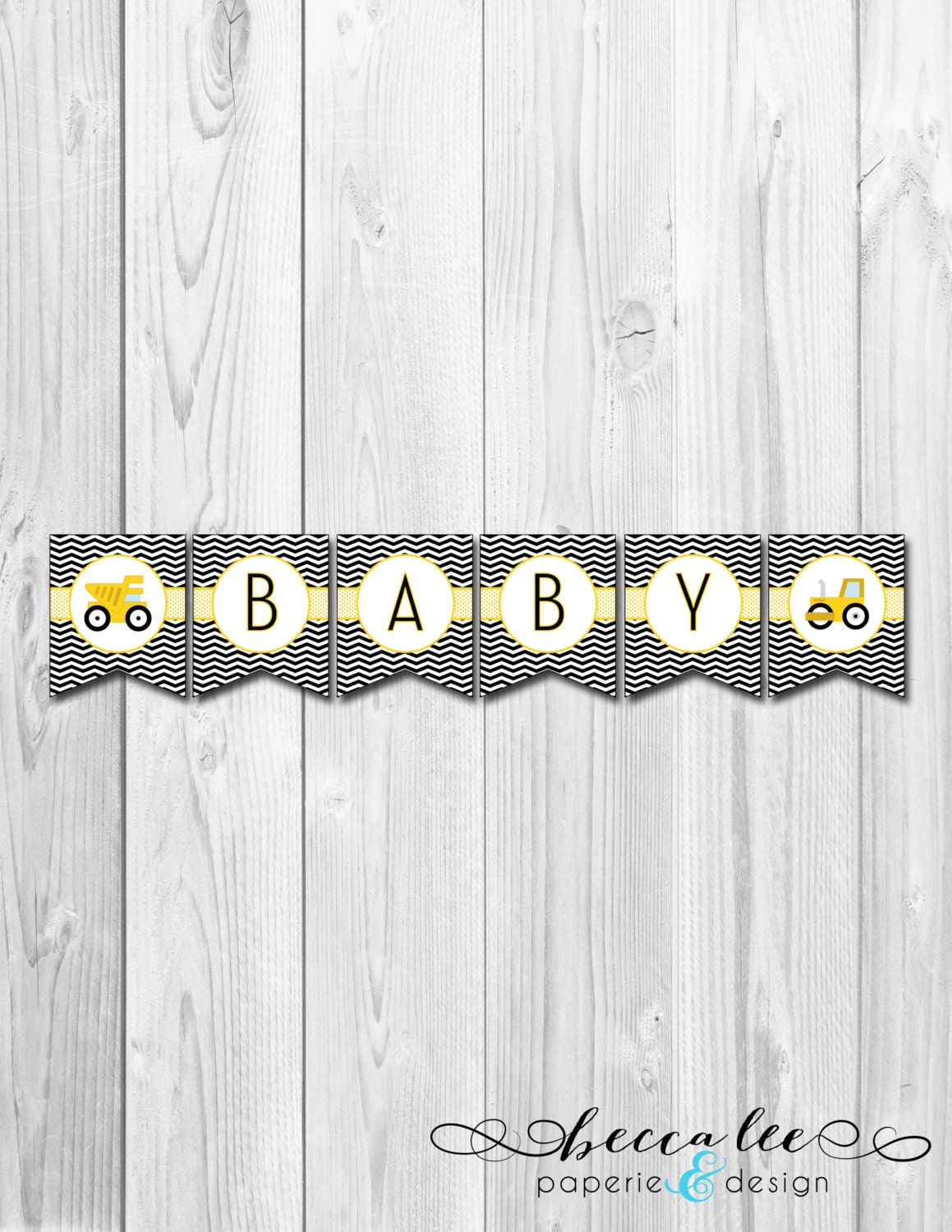 INSTANT DOWNLOAD - Construction Baby Shower Banner - DIY - Printable Il_570xn