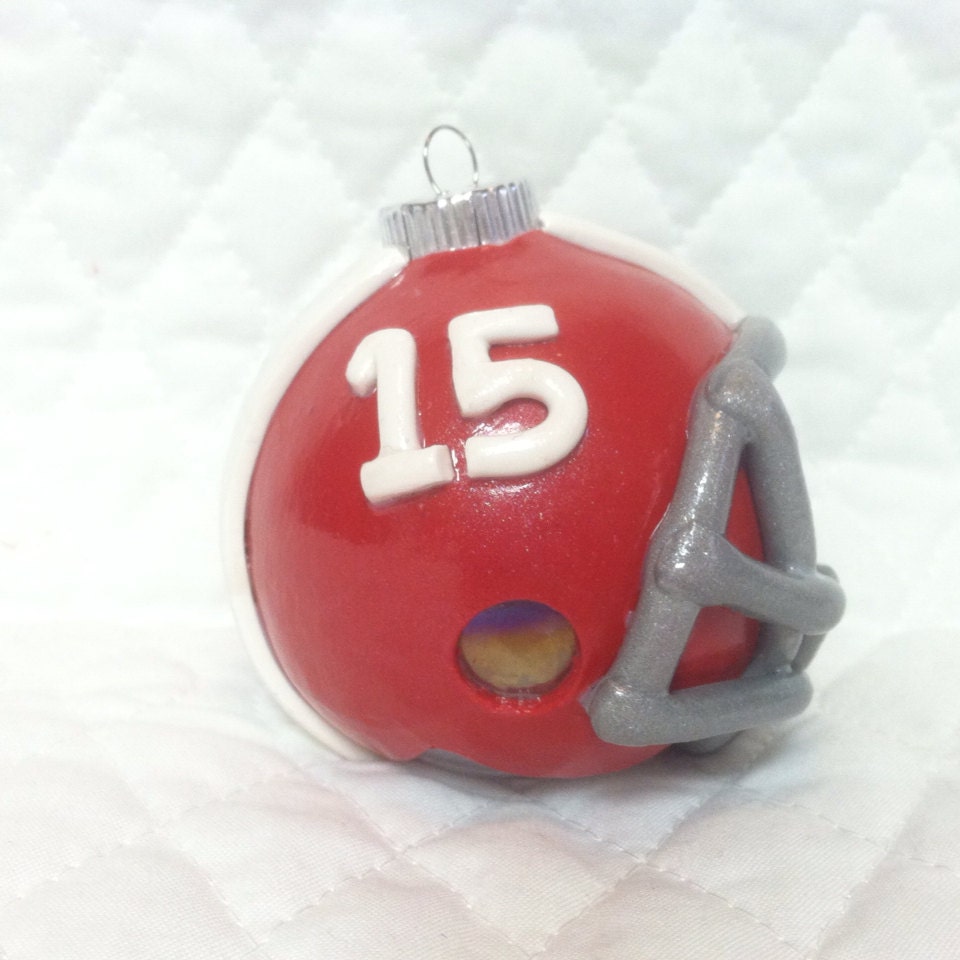 Items similar to Handmade Polymer Clay Christmas Football Helmet Ball
