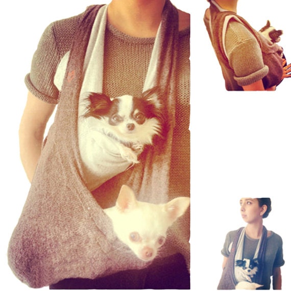 Two Dog Scarf Sling Small Dog Puppy Pet Carrier with by HeartPup