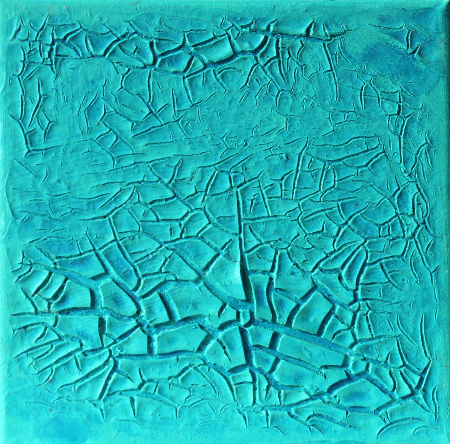 Abstract on canvas 5,9x5,9x0,59"  original painting mixed media turquoise - AtelierMaltopf