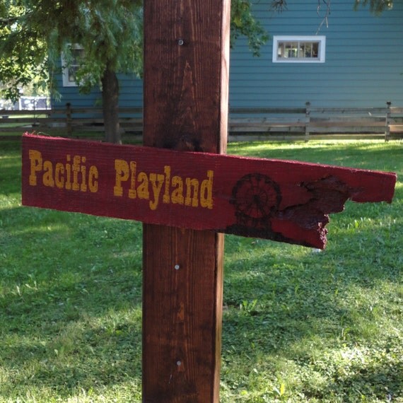 Pacific Playland Wooden Directional Sign Made to by CurioObscurio
