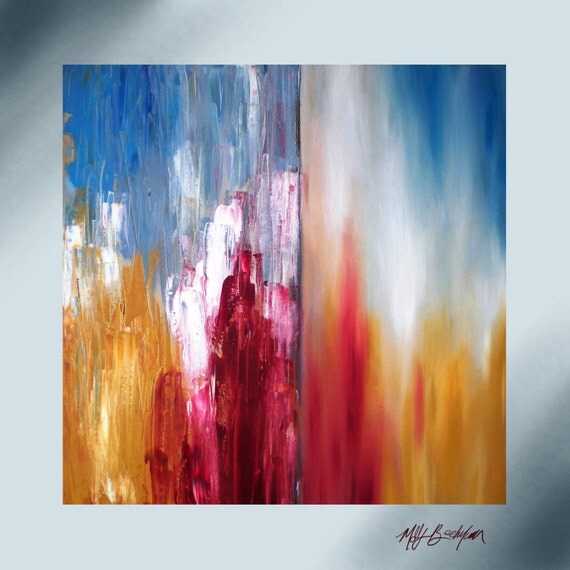 Original Abstract Oil Painting Primary Colors by FoxCatStudio