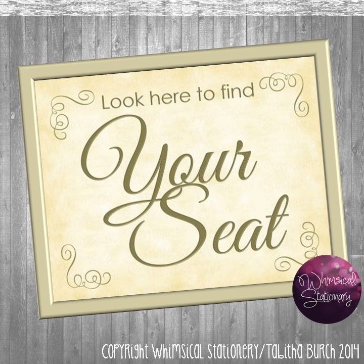 Items similar to Wedding Place Card Table Sign (Printable File Only