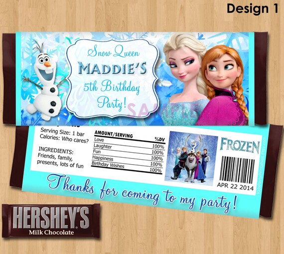 Disney Frozen Candy Bar Wrappers Frozen By Kidspartyprintables