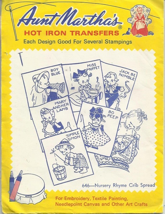 Items similar to Nursery Rhyme Hot Iron Transfers by Aunt Martha on Etsy