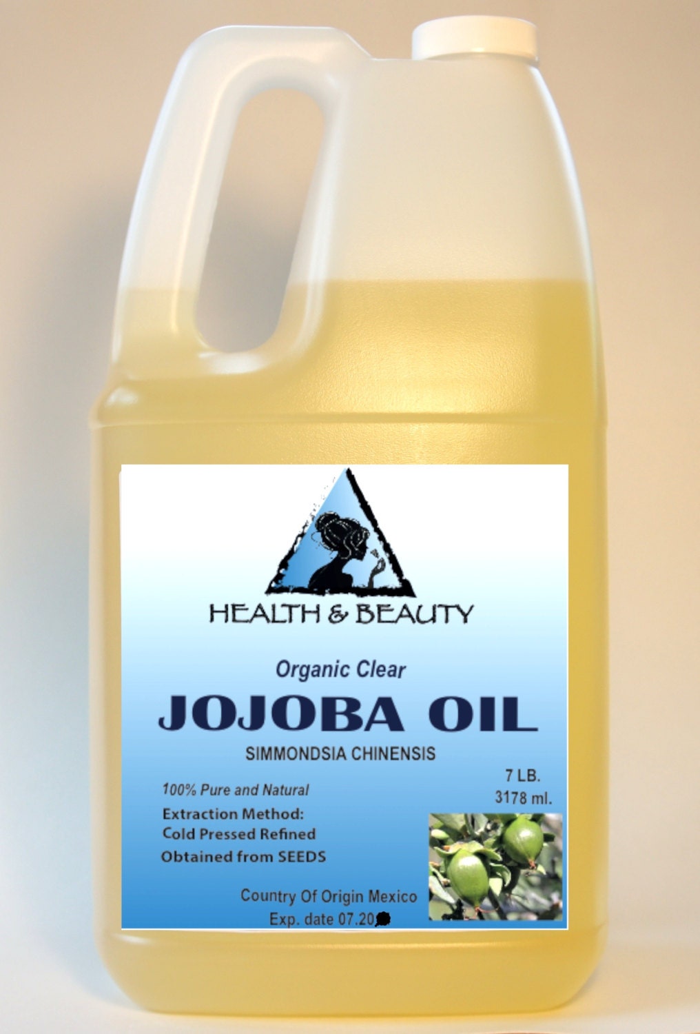 7 Lb 1 gal JOJOBA OIL CLEAR Organic Carrier Cold by HBOilsCenter