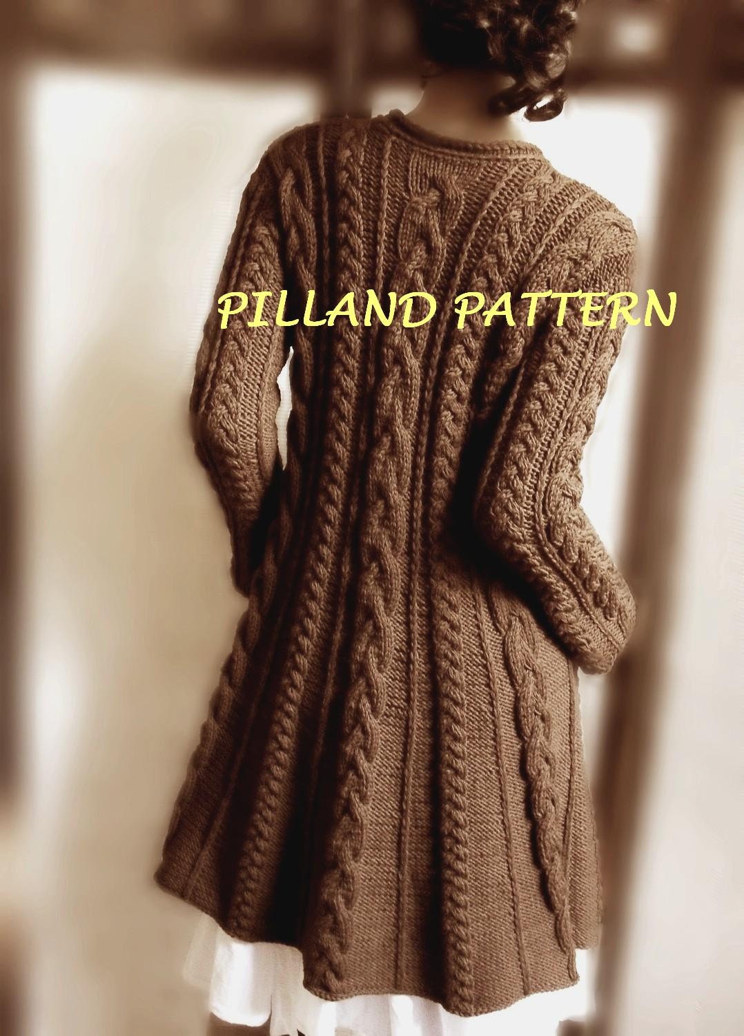 Cable Knit Coat Sweater Knitting Pattern Aran by