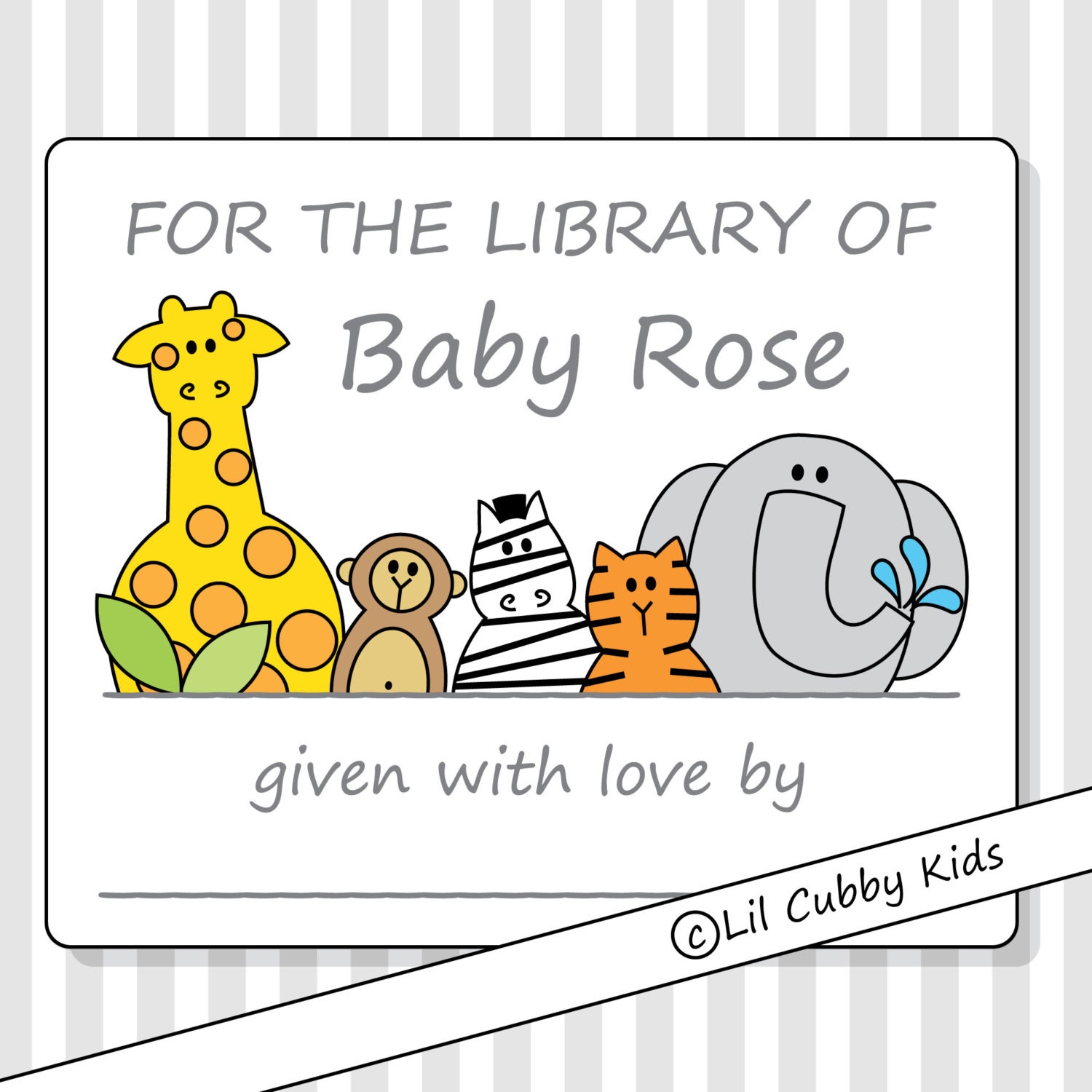 Personalized Bookplates for Children Jungle by LilCubbyKids