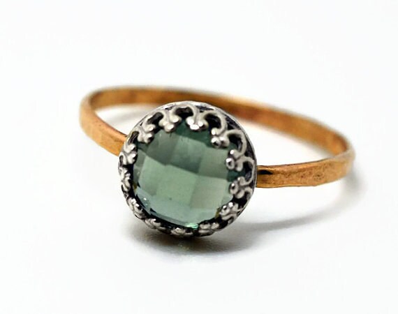 Green Spinel Ring 14K Gold Fill Ring Handforged by fifthheaven