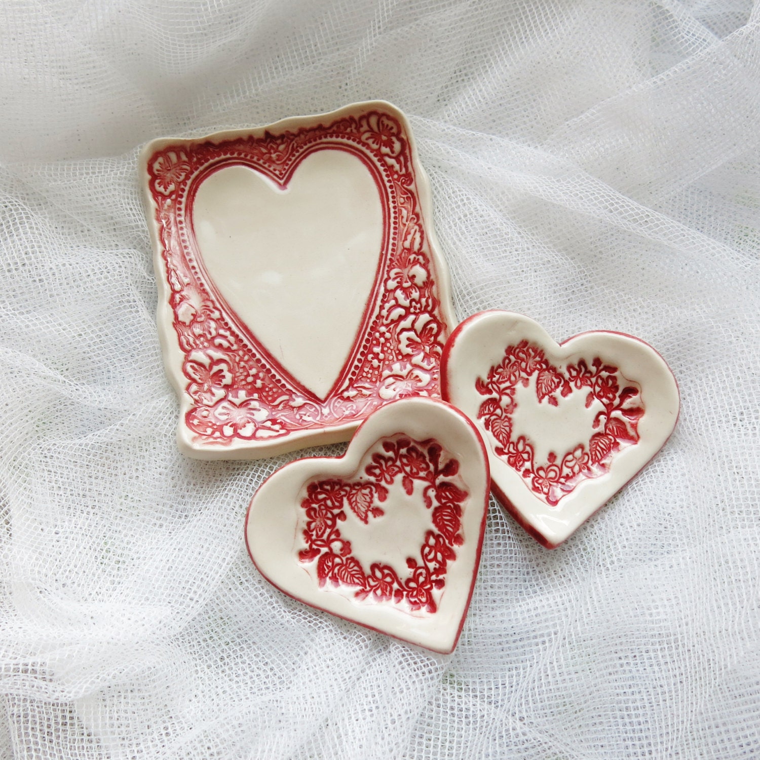 Porcelain Heart Plate / Ceramic Soap Dish / Ring by TuppersPerch