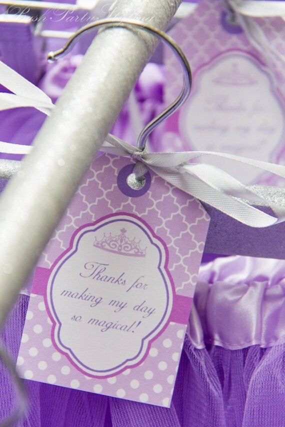 Instant Download DIY Purple Princess Birthday Party PRINTABLE Hanging Thank You Tags crown lavender purple Il_570xn