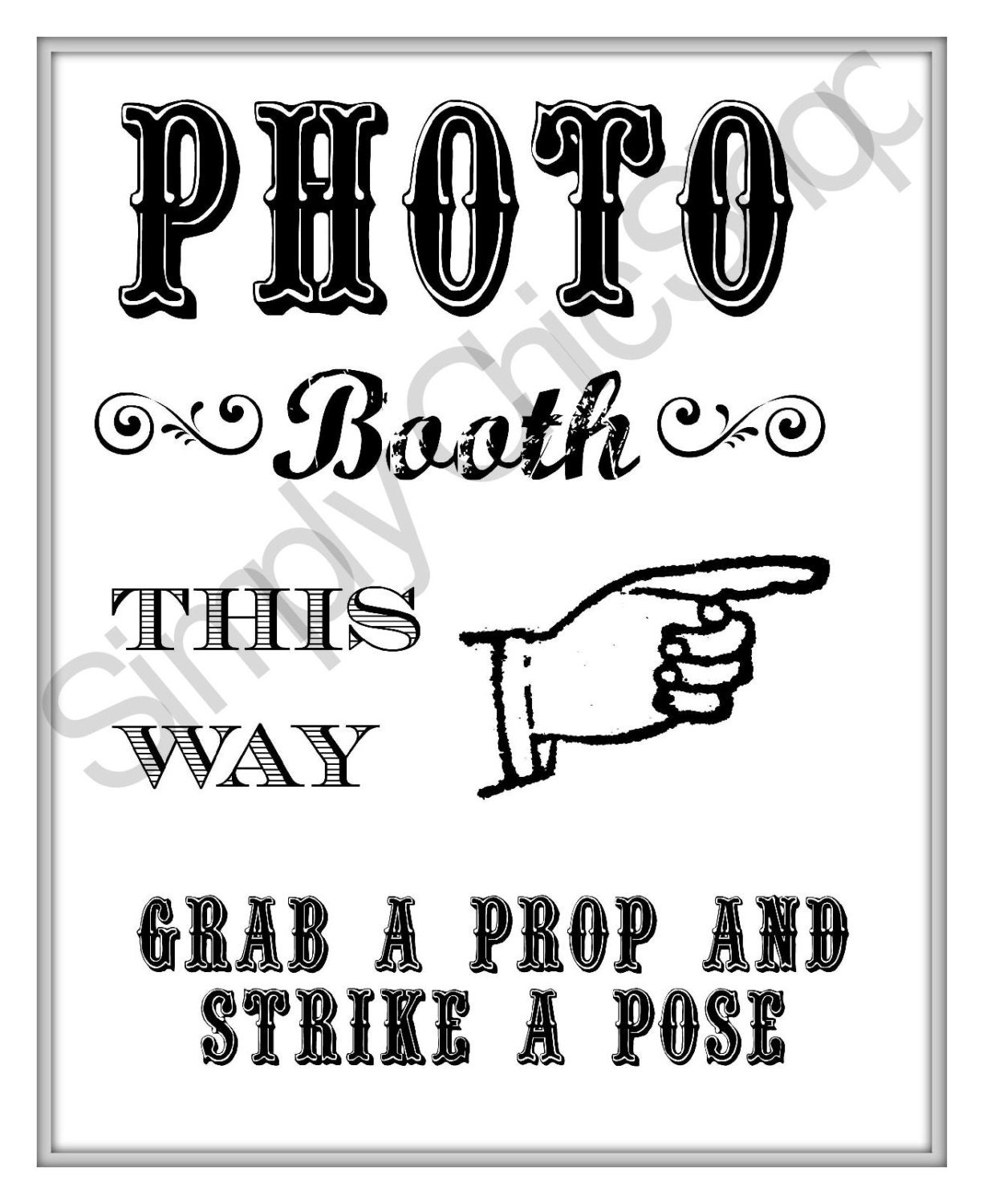 Photo Booth This Way Printable Sign by TheSimplyChicShop on Etsy