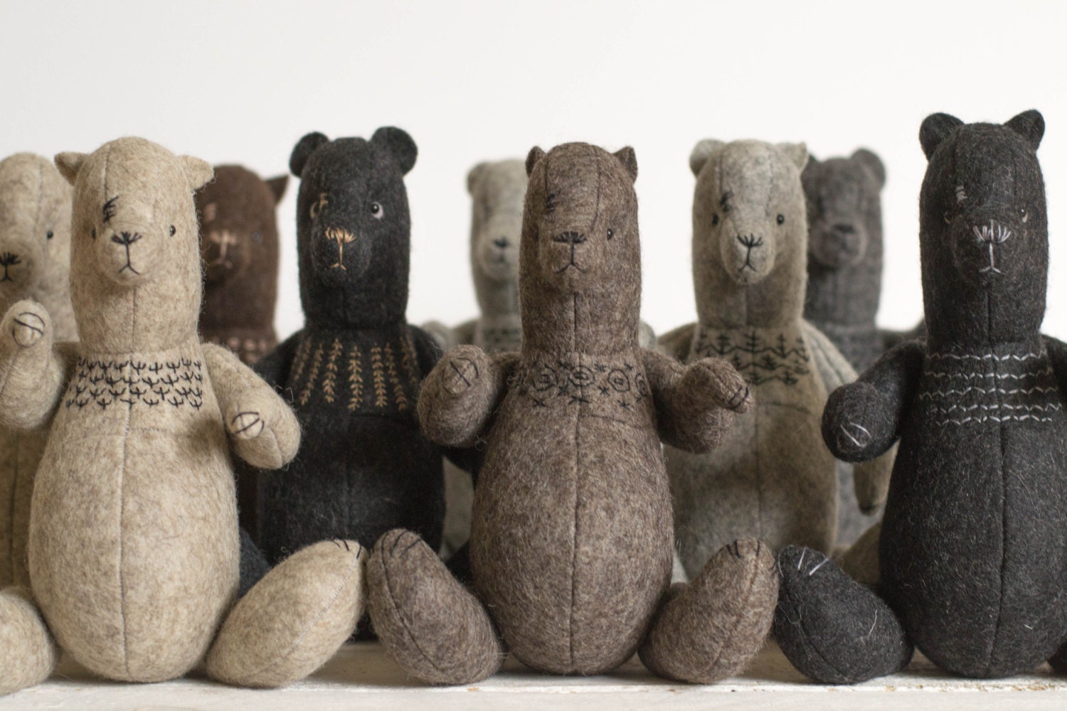 Wholesale Soft Toys - Set of 10 Different Stuffed Bears - ForestMisha - Stuffed Animals - Artist Bears - Felted Teddy Bears - annapavlovna