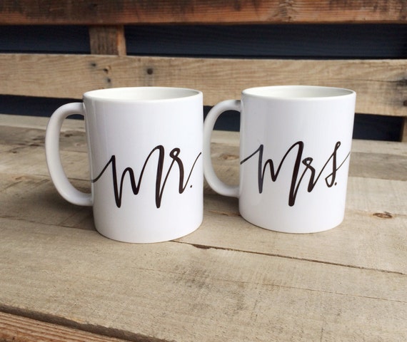 Mr Mrs Calligraphy Mug Set By LetteredLifeShop On Etsy