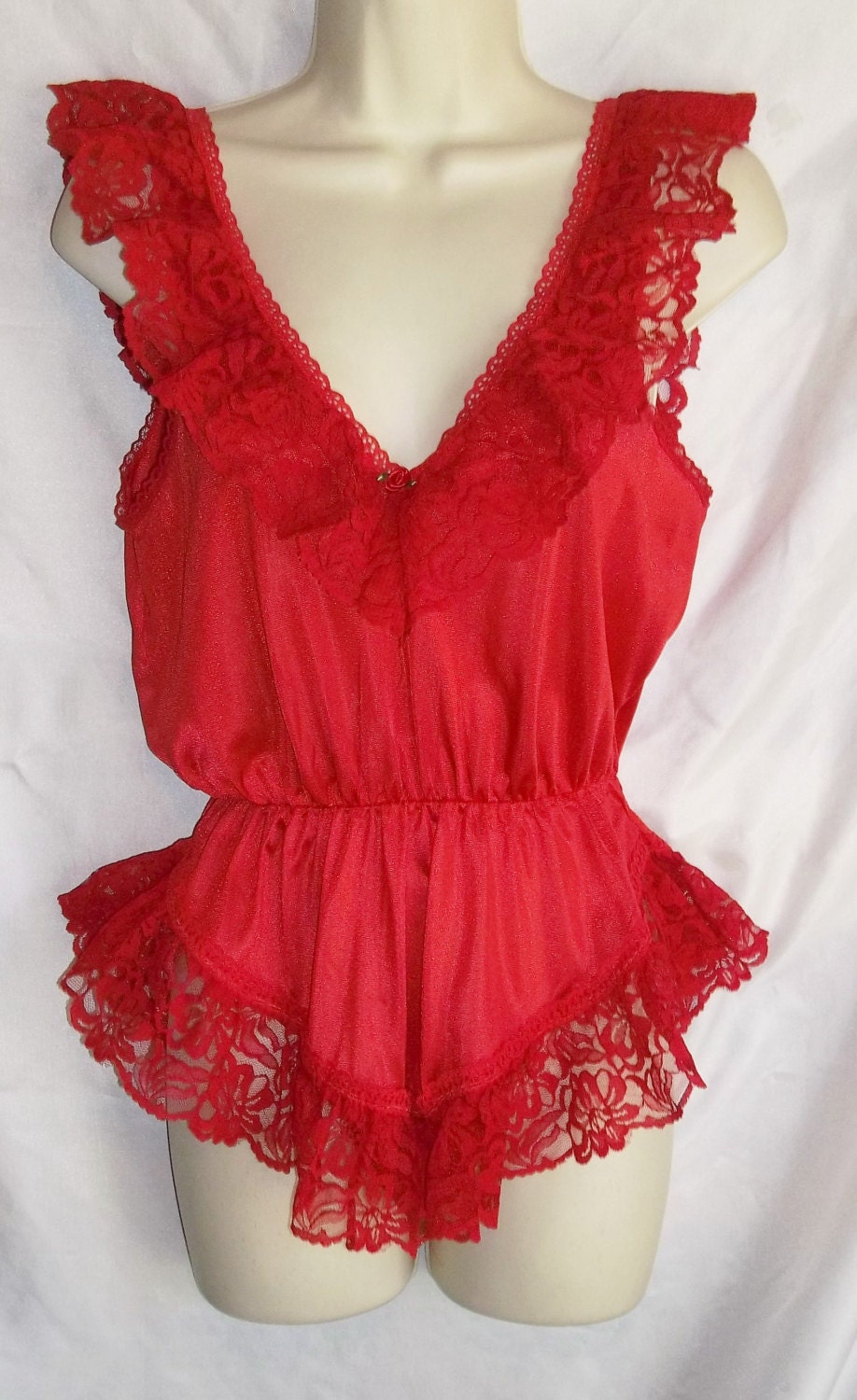 Vintage Lingerie 1980s ALANA GALE Red Teddy