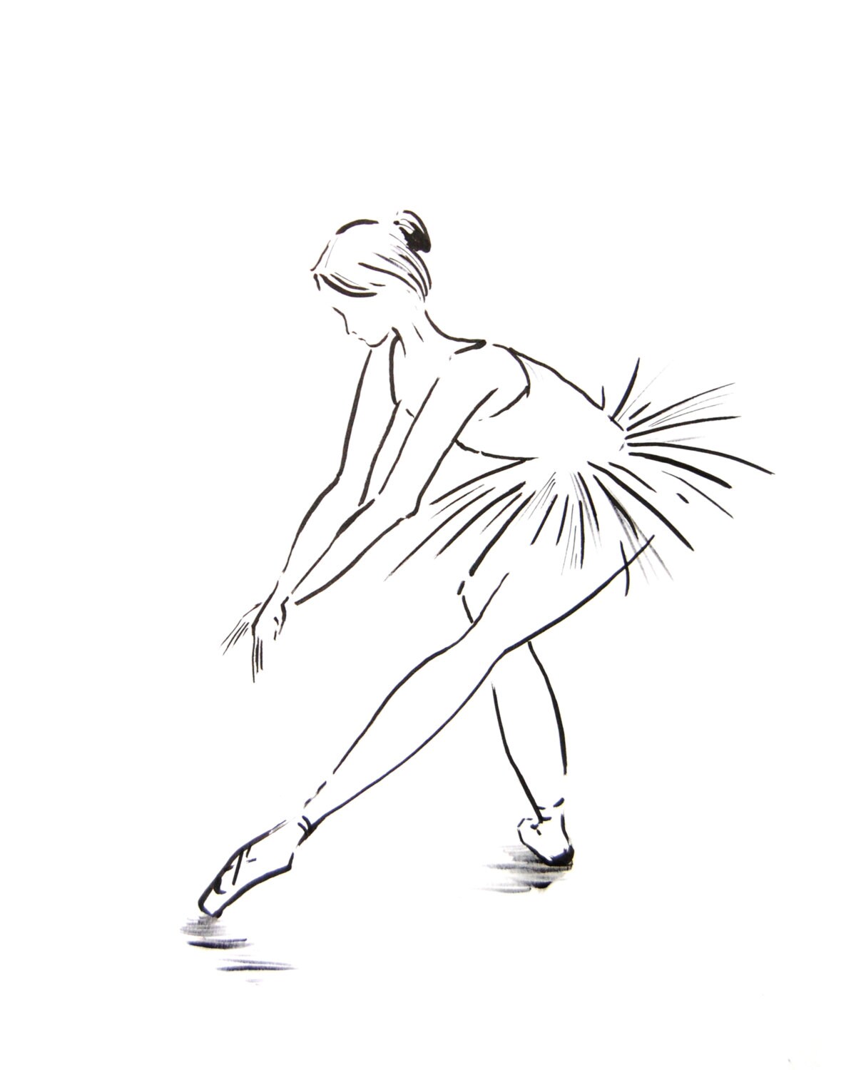 Minimalist Art Print Ballerina Ink Drawing Art By Canotstopprints