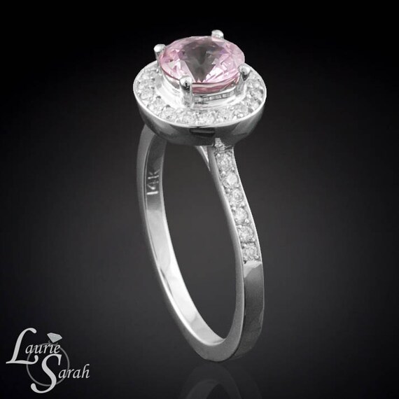Cotton Candy Pink Sapphire Ring with Diamond by LaurieSarahDesigns