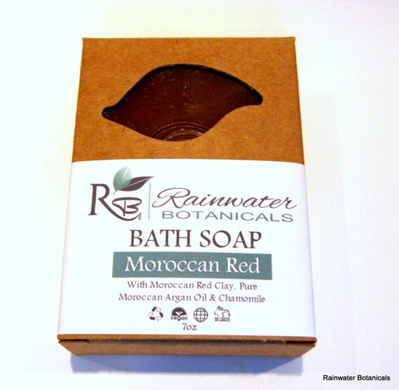 Moroccan Red Clay body soap with Argan oil by rainwaterbotanicals