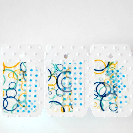 10 Embossed Washi Tape Tags Blue Unthreaded