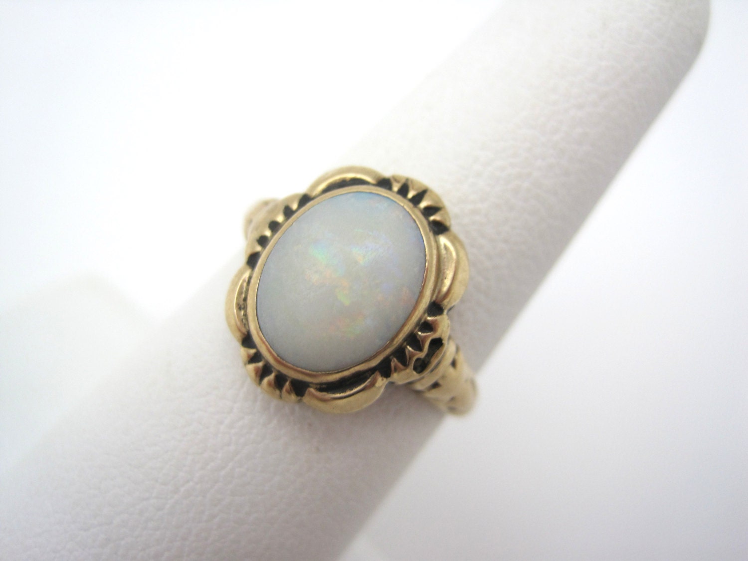 Opal Ring 14k Gold Antique Art Deco Opal by VintageInBloom
