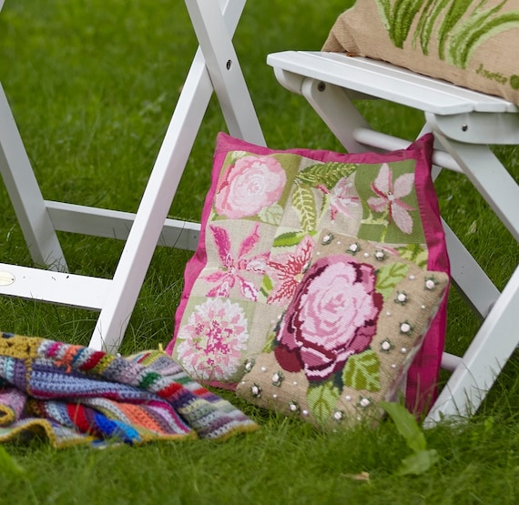 FLORA pinkcross stitch kitneedlepoint kitpillow by