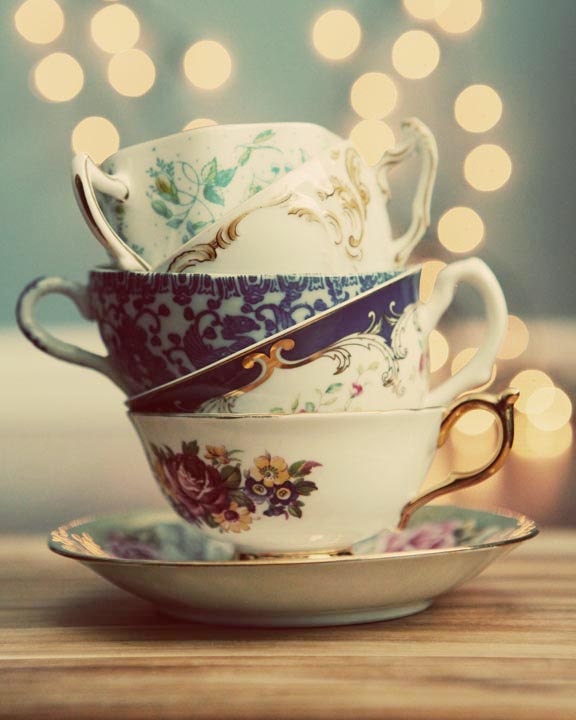 Items similar to Colorful Tea Cup Photography, Tall Stack kitchen