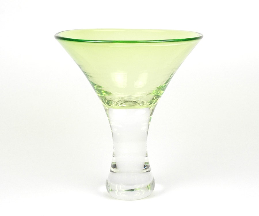 Martini Glass - Handblown Glass in Spring Green - infiniteglassworks