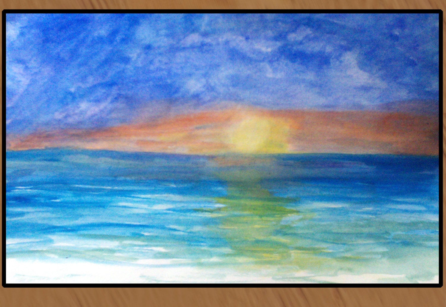 Ocean Beach Sunset Art Area Rug Size 5' x 7' - maremade
