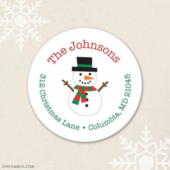 Snowman - Personalized address labels - Sheet of 24 Il_570xn