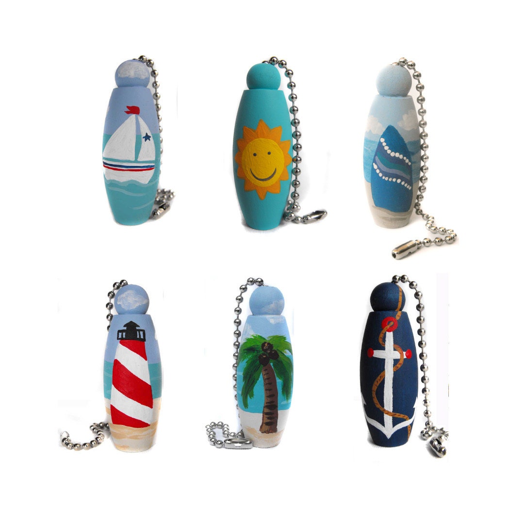 Fan Pull Custom Hand Painted Tropical Nautical by Coolisart