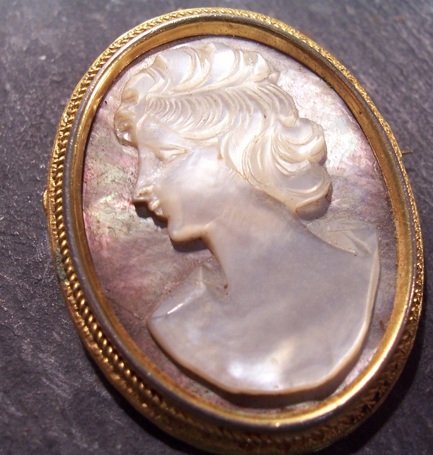 Vintage Carved Mother Of Pearl Cameo Pin Brooch Hand By Punksrus 