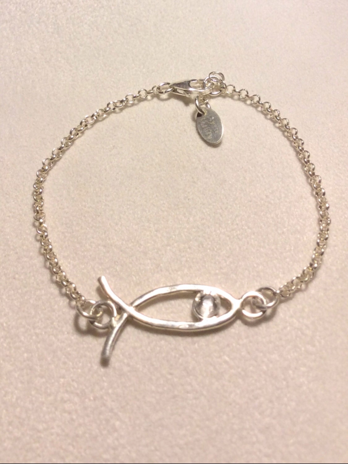 Sterling silver Christian fish bracelet