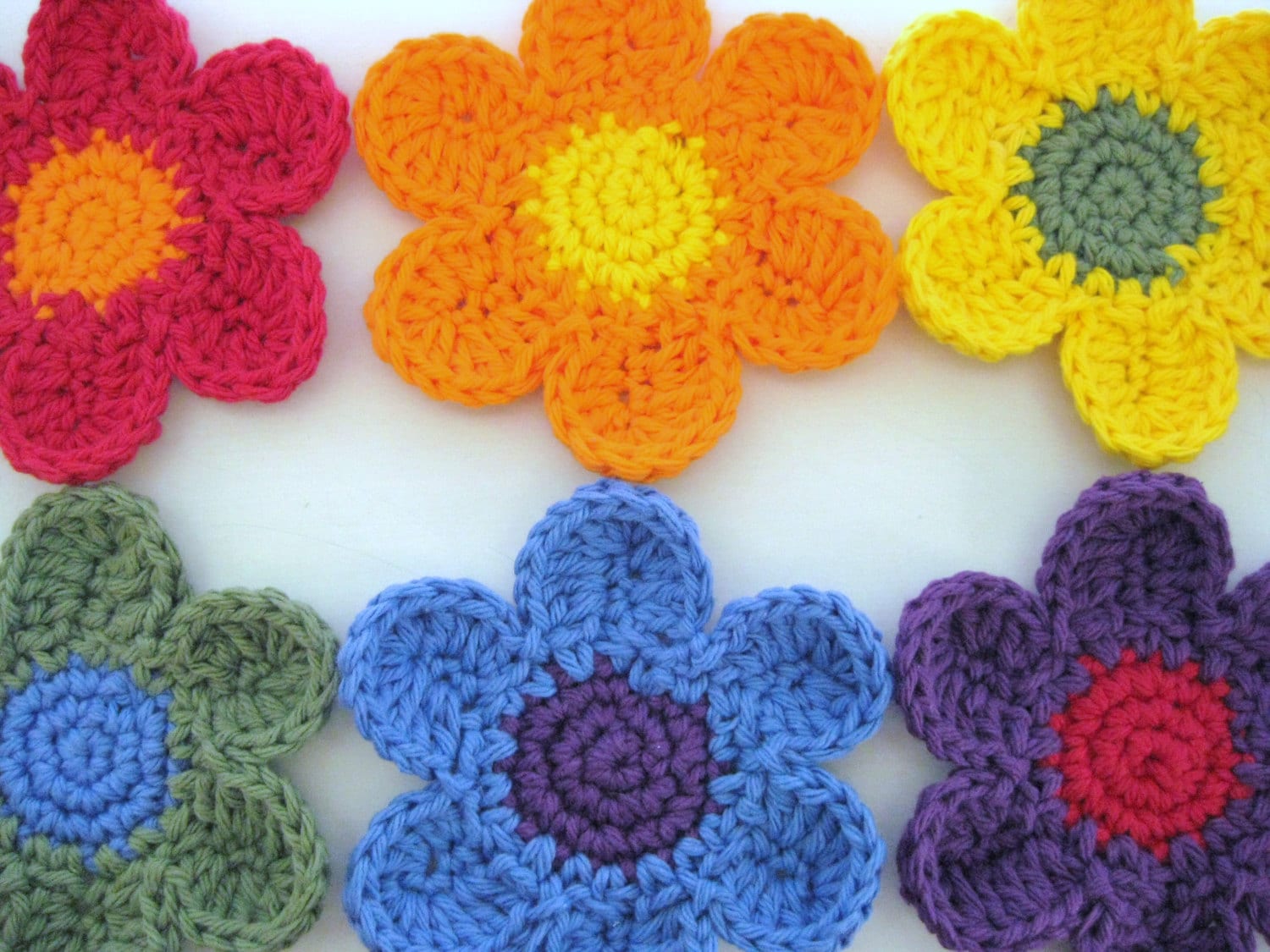 Crochet Flower Coasters Set Of Rainbow Flower Coaster Set