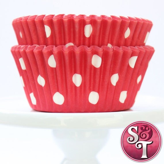 Red GREASEPROOF Dot Baking Cups Cupcake Liners - Quantity 50 Il_570xn