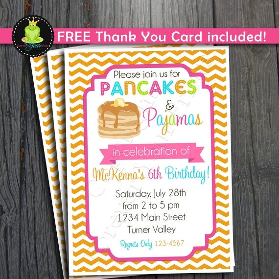Pancakes and Pajamas Invitation - Pajama Party Il_570xn