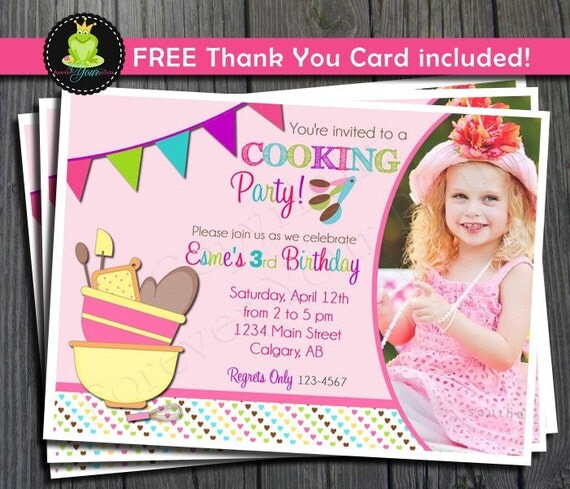 Baking Party Invitation - FREE Thank You Card included Il_570xn