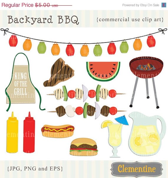 40% OFF SALE BBQ clip art images with vector Eps, picnic clip art, barbecue clip art, royalty free- Instant Download Il_570xn