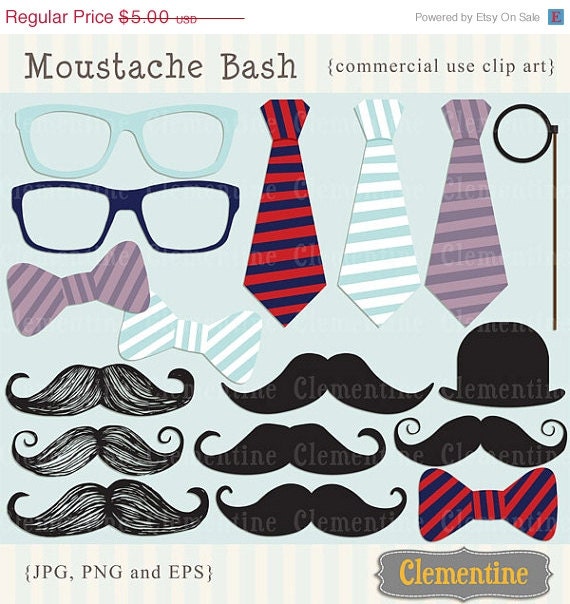 40% OFF SALE Mustache clip art images, moustache clipart, mustache vector, royalty free clip art-- Instant Download Il_570xn