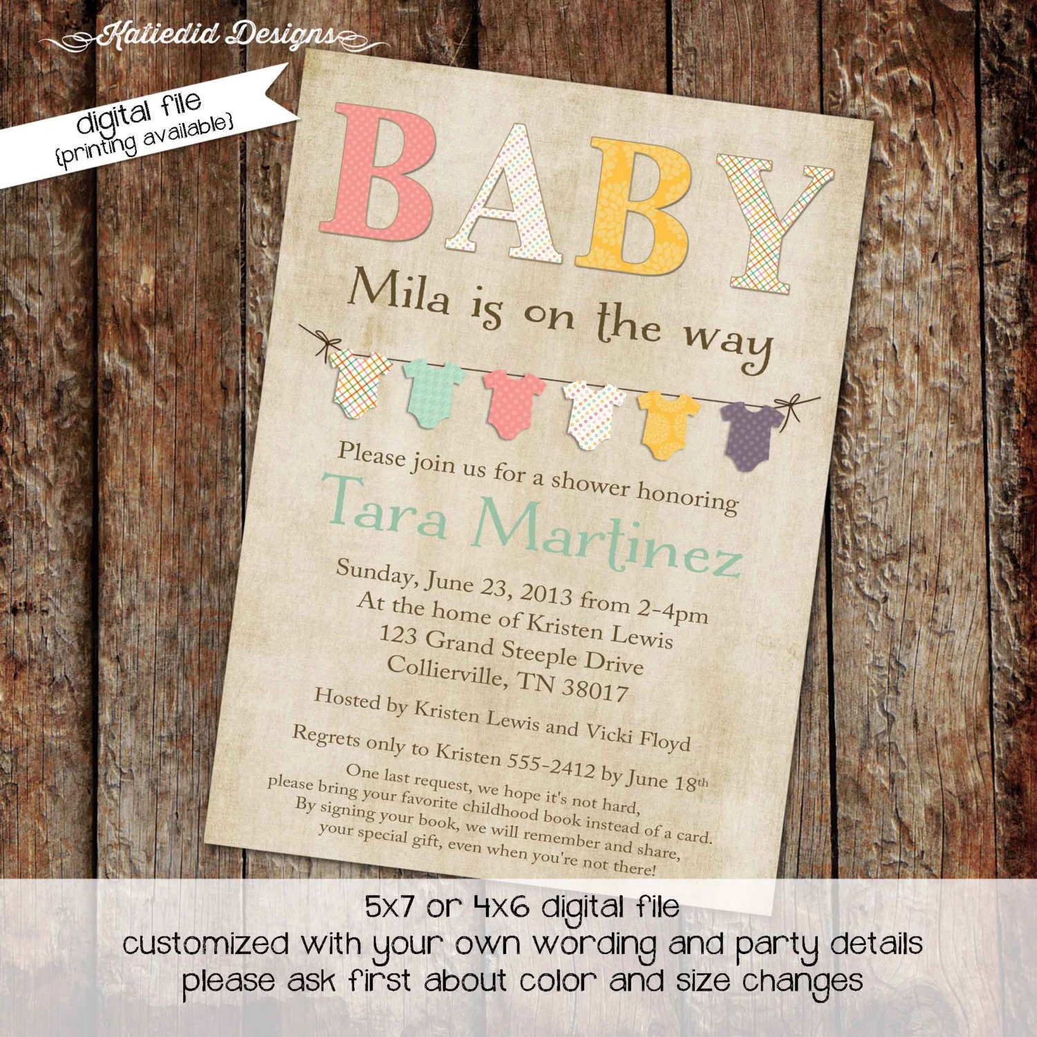 invitations gender neutral baby shower invite, shabby chic style, DIY ...
