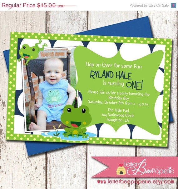 ON SALE Hoppy Birthday Froggy Custom Photo Boys Birthday Invitation - DIY Printable Invite - Frog Theme - 1st, 2nd, 3rd Birthday Parties Il_570xn