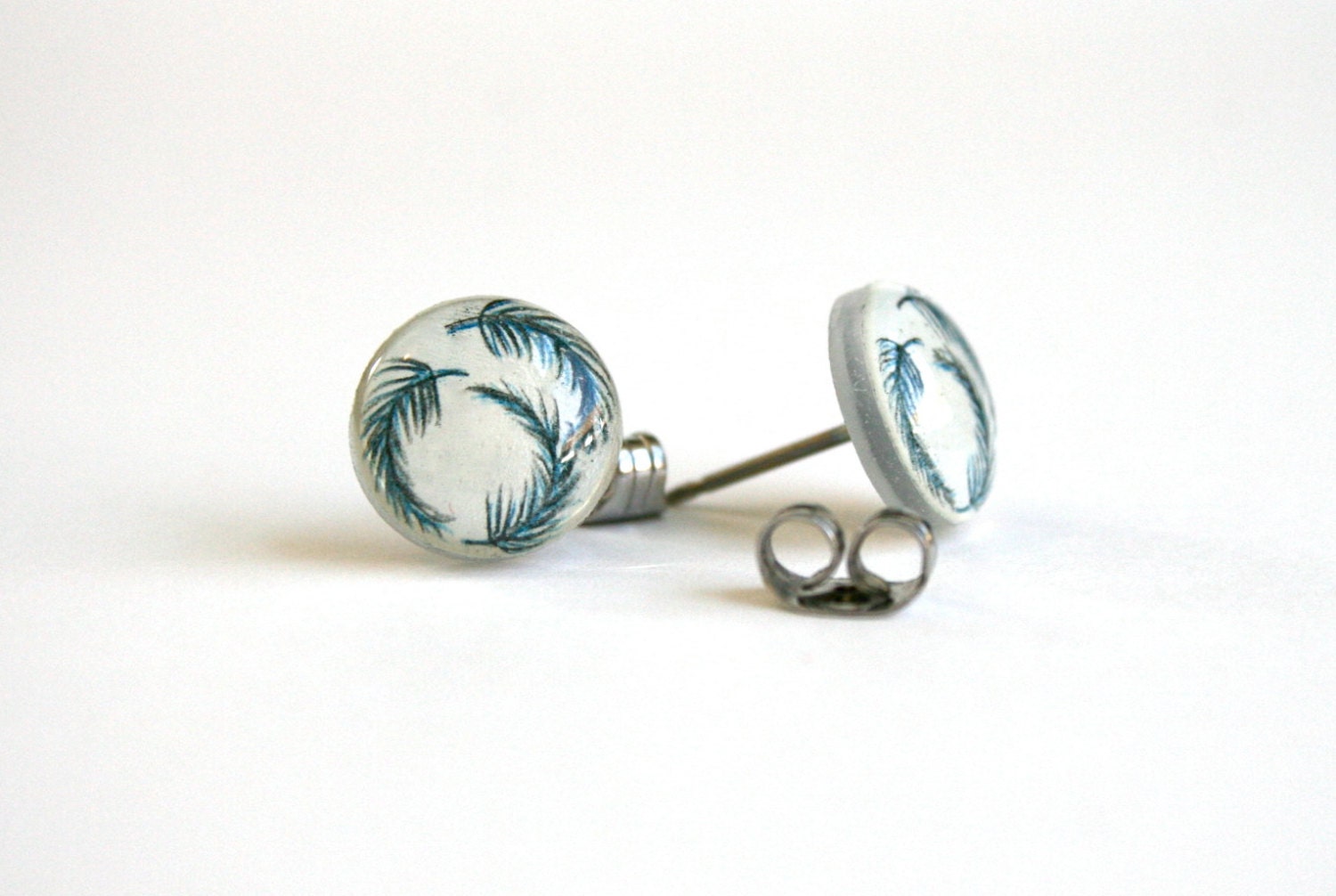 Snow White, Jet Black and Denim Blue Fluttery Birds of a Feather Brook Earrings