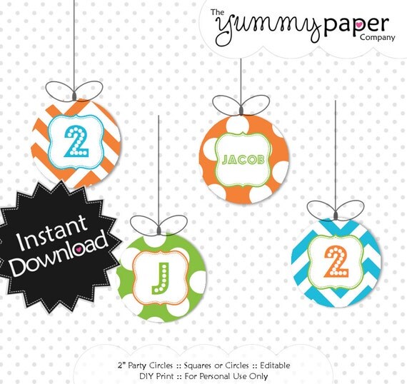 Editable Splish Splash Party Cupcake Toppers - Instant Download - Editable Toppers or Tags .. ss01 Signature Collection Il_570xn