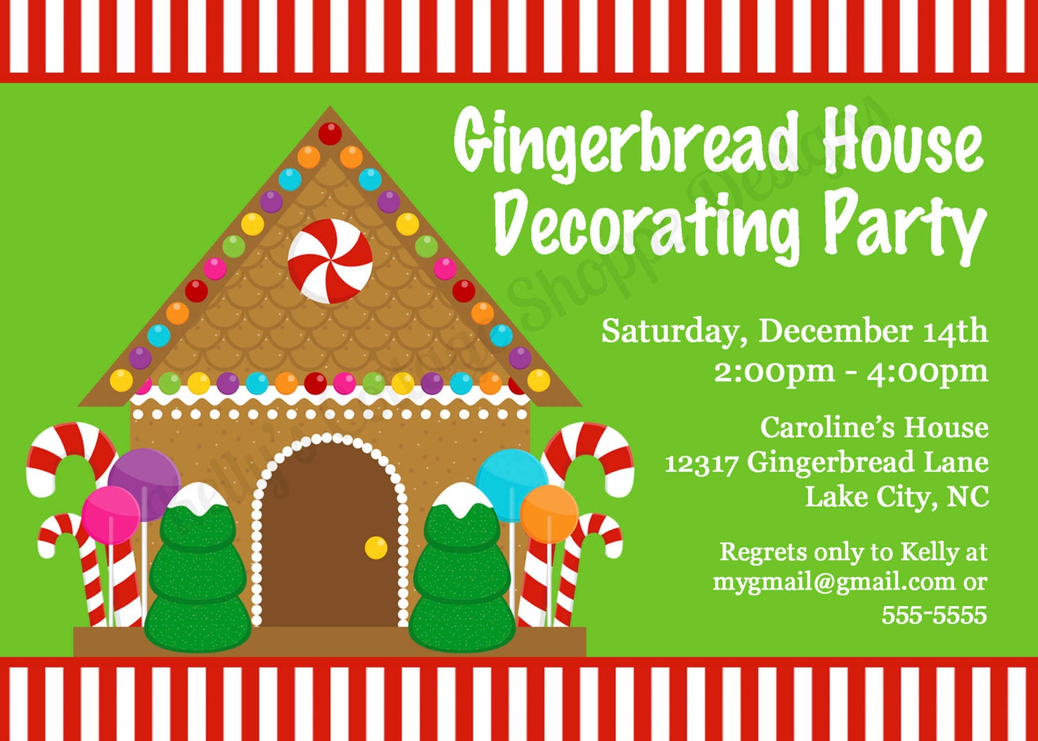 Gingerbread House Invitation.... Custom, Printable, Digital Il_570xn