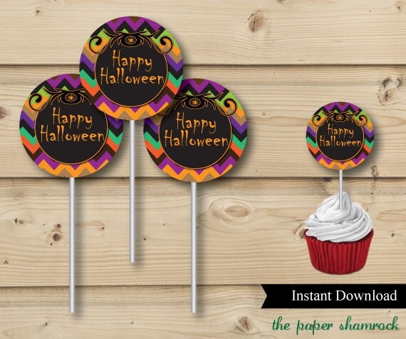 INSTANT DOWNLOAD Halloween Cupcake Topper, 2 inch round labels Il_570xn