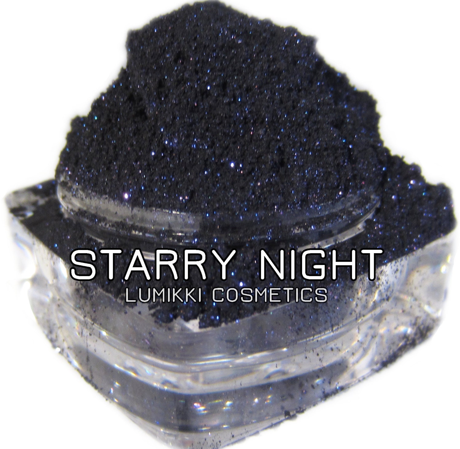 STARRY NIGHT Dark Blue-Black Midnight Glitter Eyeshadow Pigment Glitter Lumikki Cosmetics 10 Gram Jar - lumikkicosmetics