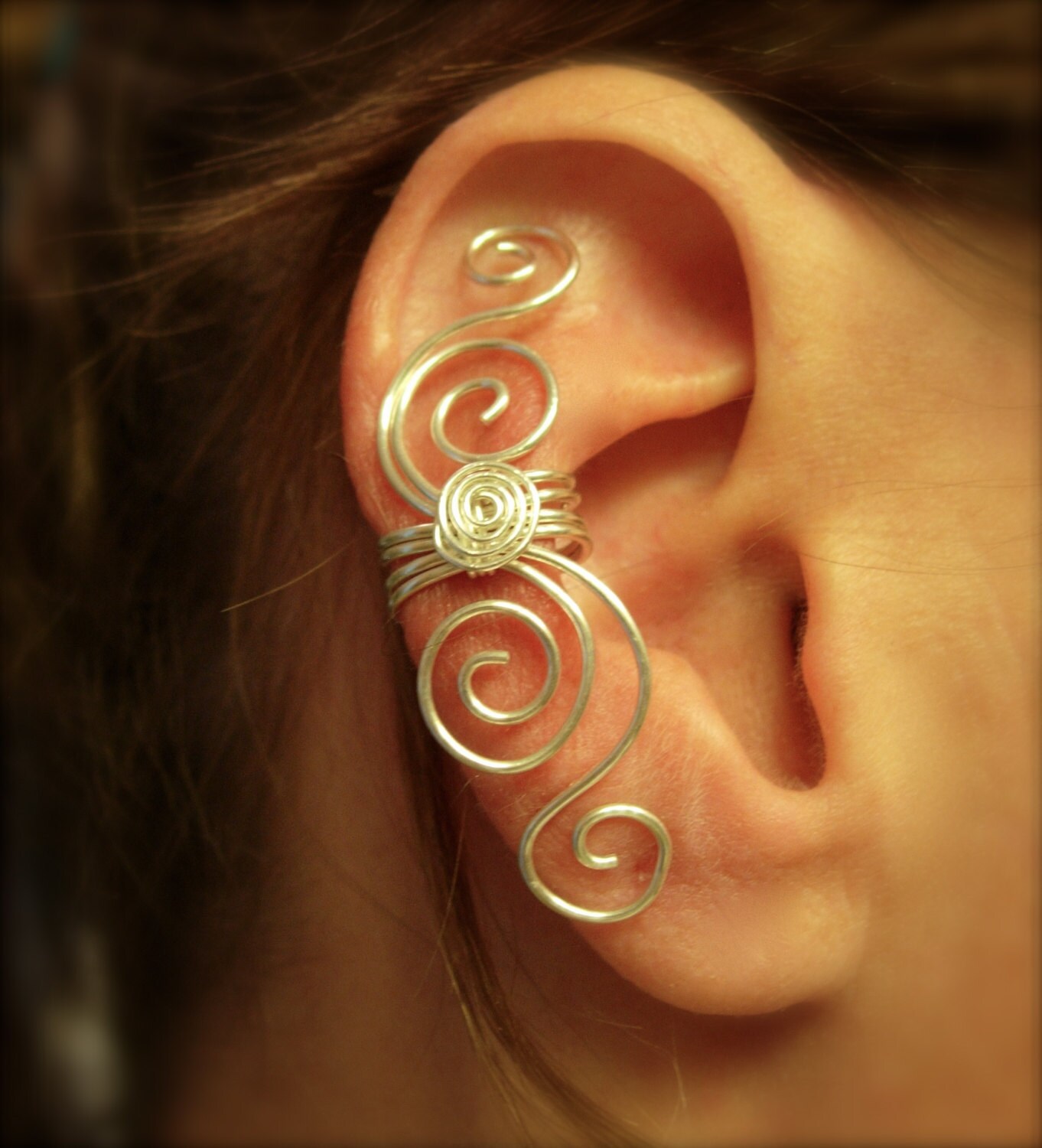 Ear cuffs, Ear Wraps, No Piercing Needed Fine Silver Multi Swirl Ear Cuff  Earcuff Now in .999 Fine Silver Non Tarnish