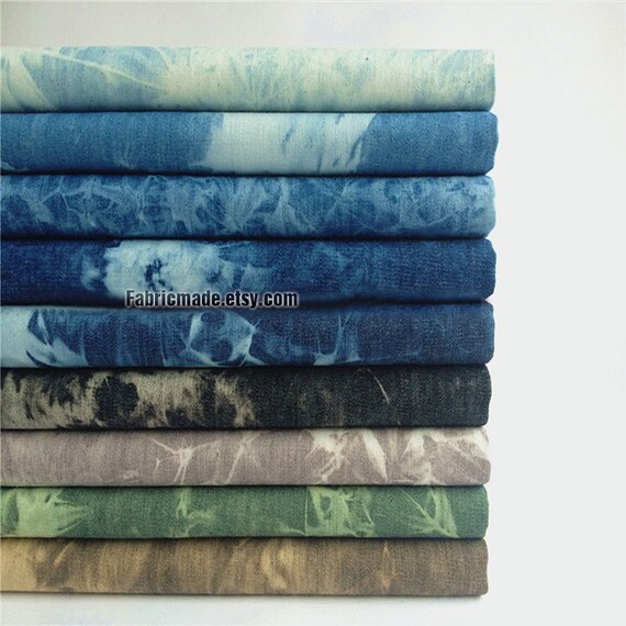 Pre Washed Tie Dye Denim Cotton Fabric/ Summer Light by fabricmade