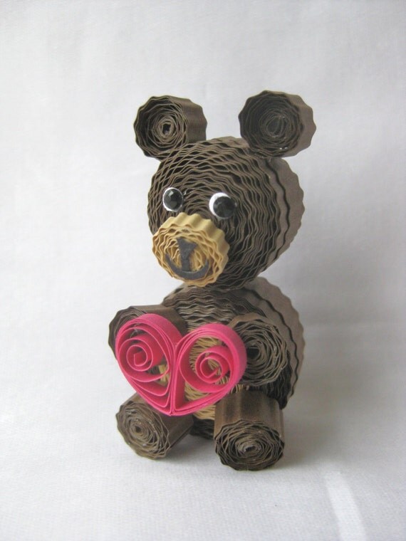 Papier Quilling Miniature Ours Avec Coeur Saint Valentin